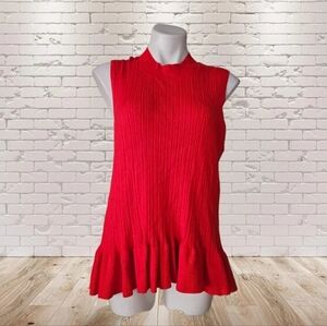 Thw Wendy Williams Collection Red Sleeveless Ruffled Top 1X